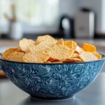 A bowl of mixed rice crackers including sweet and savory varieties.