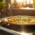 Traditional Nabulsi Knafeh served on a decorative tray with pistachio garnish