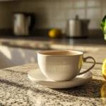 Brewing Sleepytime tea with a modern teapot in a stylish setting.