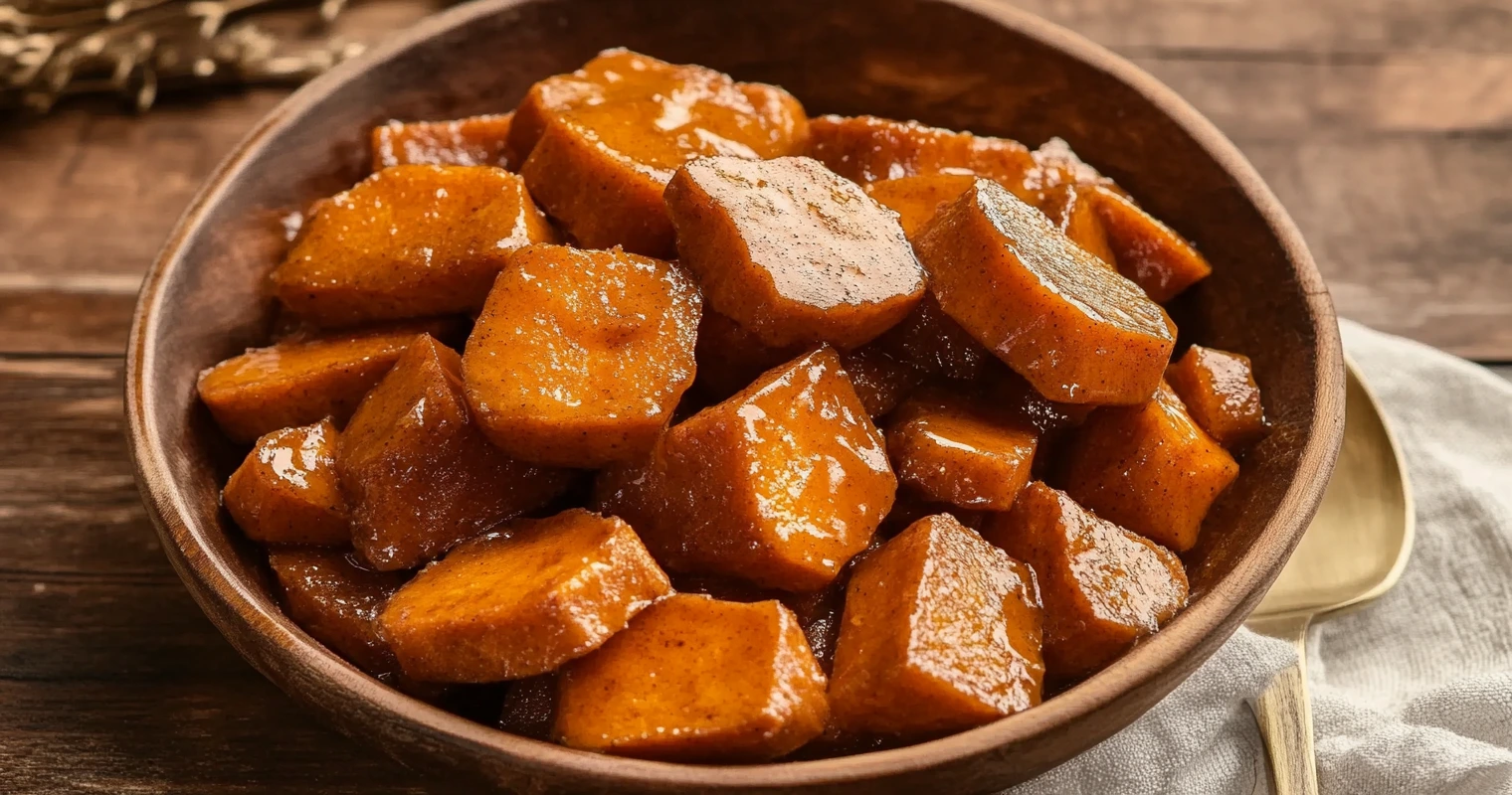 Fresh yams cut into wedges and seasoned for baking.