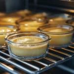 Glass ramekins with custard