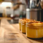 Mason jars filled with crème brûlée