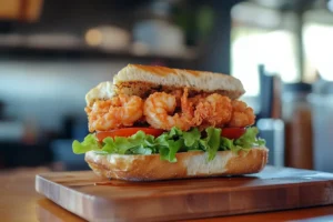Authentic Shrimp Po'Boy Sandwich