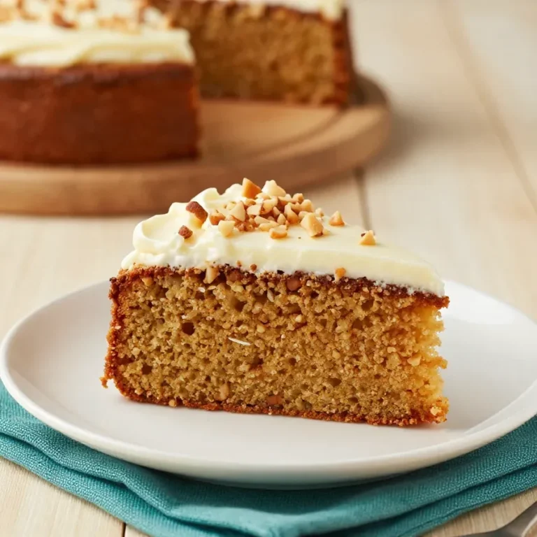 A slice of homemade carrot cake inspired by the Cheesecake Factory recipe, topped with cream cheese frosting and walnuts.