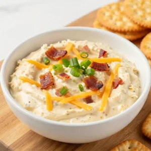 A bowl of creamy Million Dollar Crack Dip garnished with green onions and served with chips.
