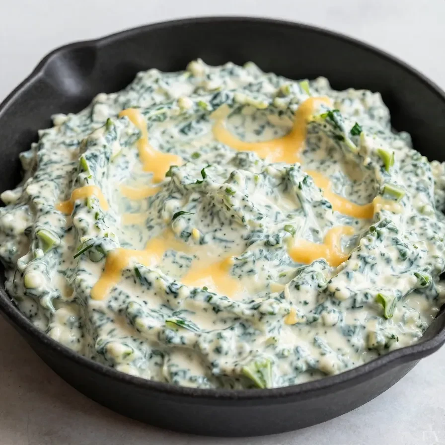 Close-up of a creamy spinach artichoke dip served in a white bowl, surrounded by crackers and sliced bread.