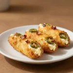 Crispy mini jalapeno popper egg rolls sliced open to show creamy cheese, chopped jalapenos, and a golden crunchy wrapper