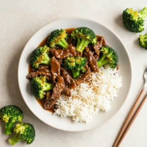 A bowl of paleo keto beef and broccoli stir fry with tender beef slices, bright green broccoli, and a savory sauce.