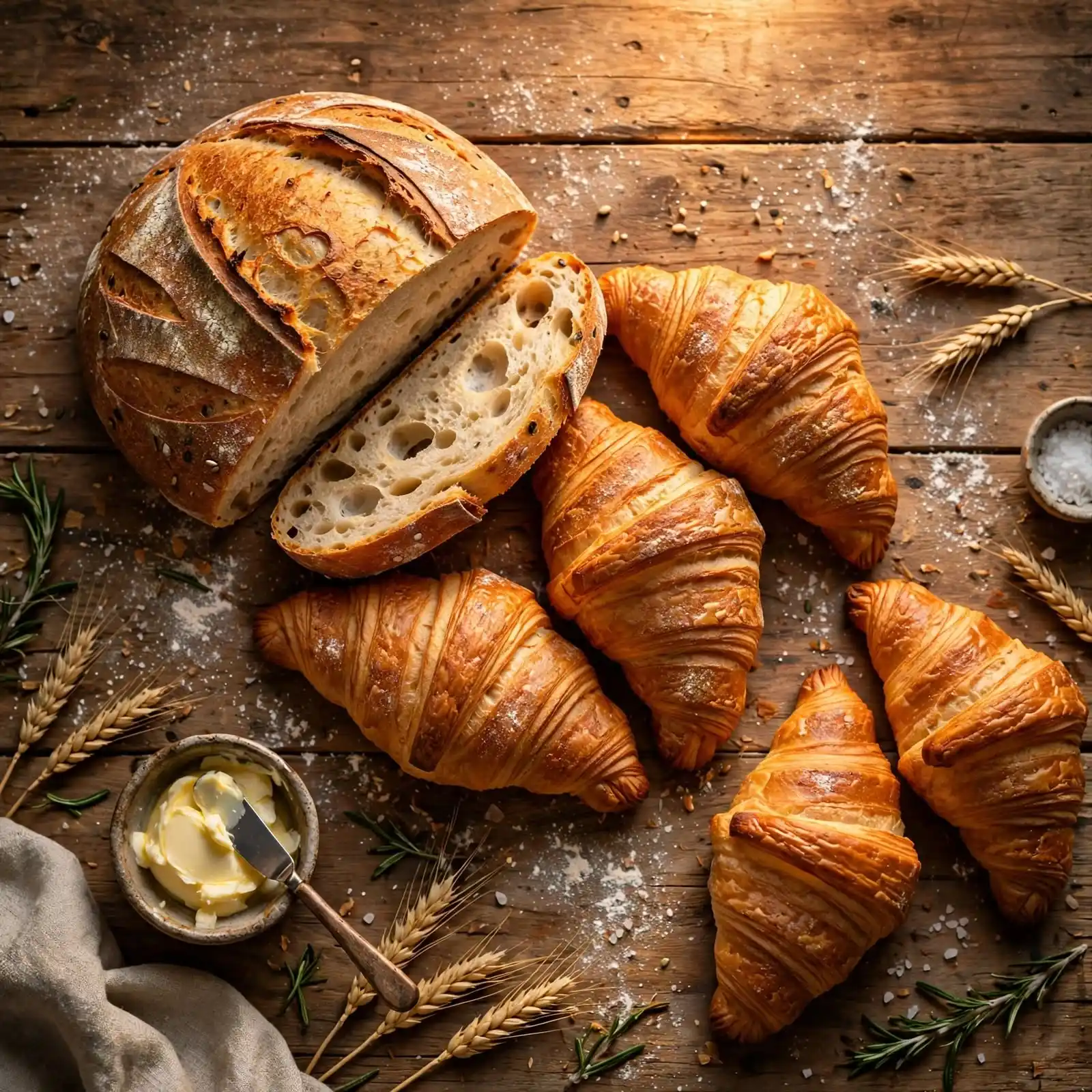 rustic_bread_croissants_flatlay